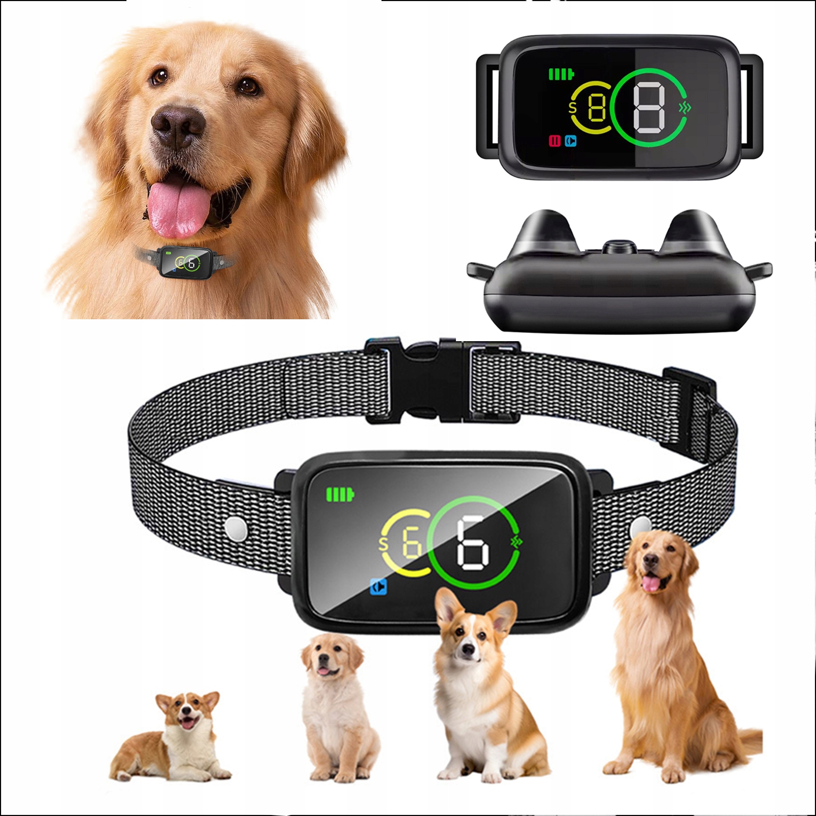Levně Chytrý Psí Obojek Proti Štěkání Se 4 Úrovněmi Citlivosti, Voděodolným A Tlumičem