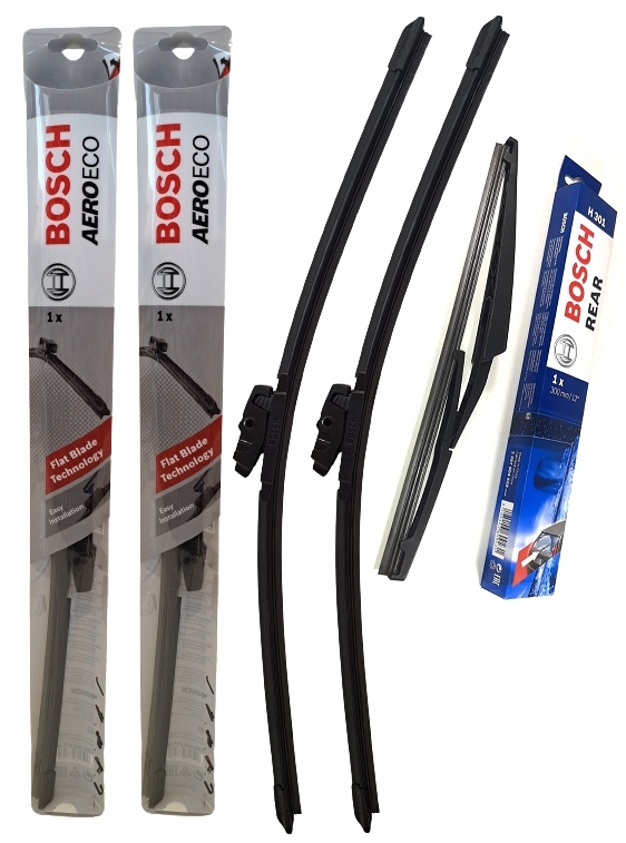 Komplet 3X Wycieraczki Przód Tył Płaskie Bosch Aeroeco Hyundai ix20 Jc