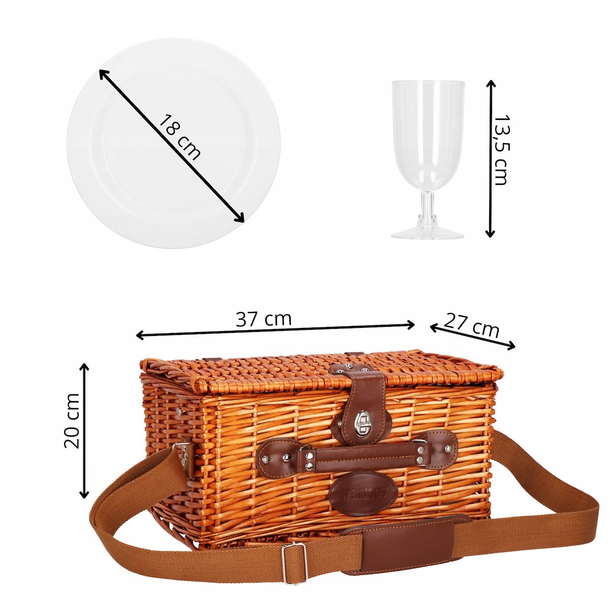 KOSZ PIKNIKOWY TERMICZNY WIKLINOWY + WYPOSAŻENIE SZTUĆCE TALERZE KOSZYK Waga produktu z opakowaniem jednostkowym 1 kg