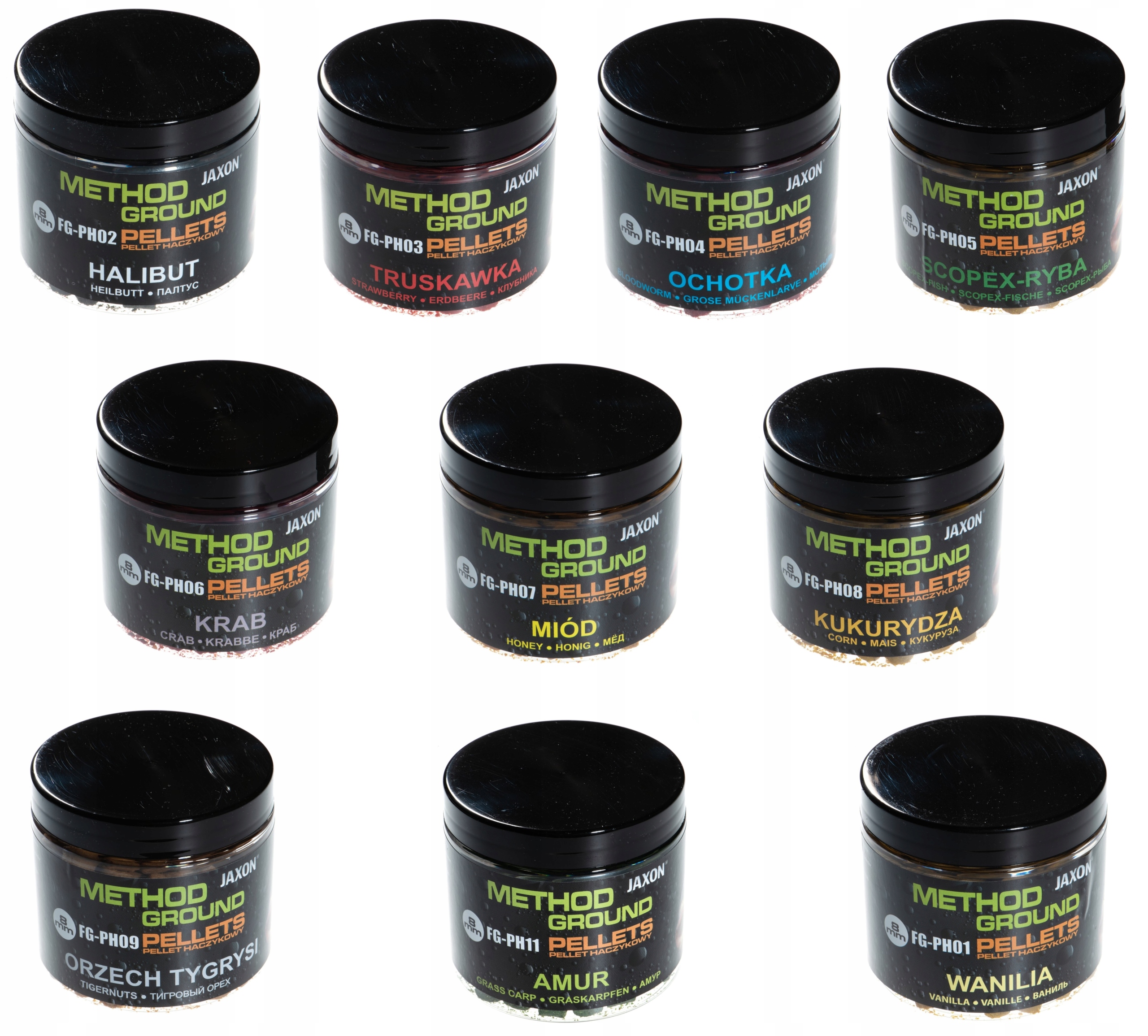 10x Pellet haczykowy 100g Jaxon 8 mm Method Ground