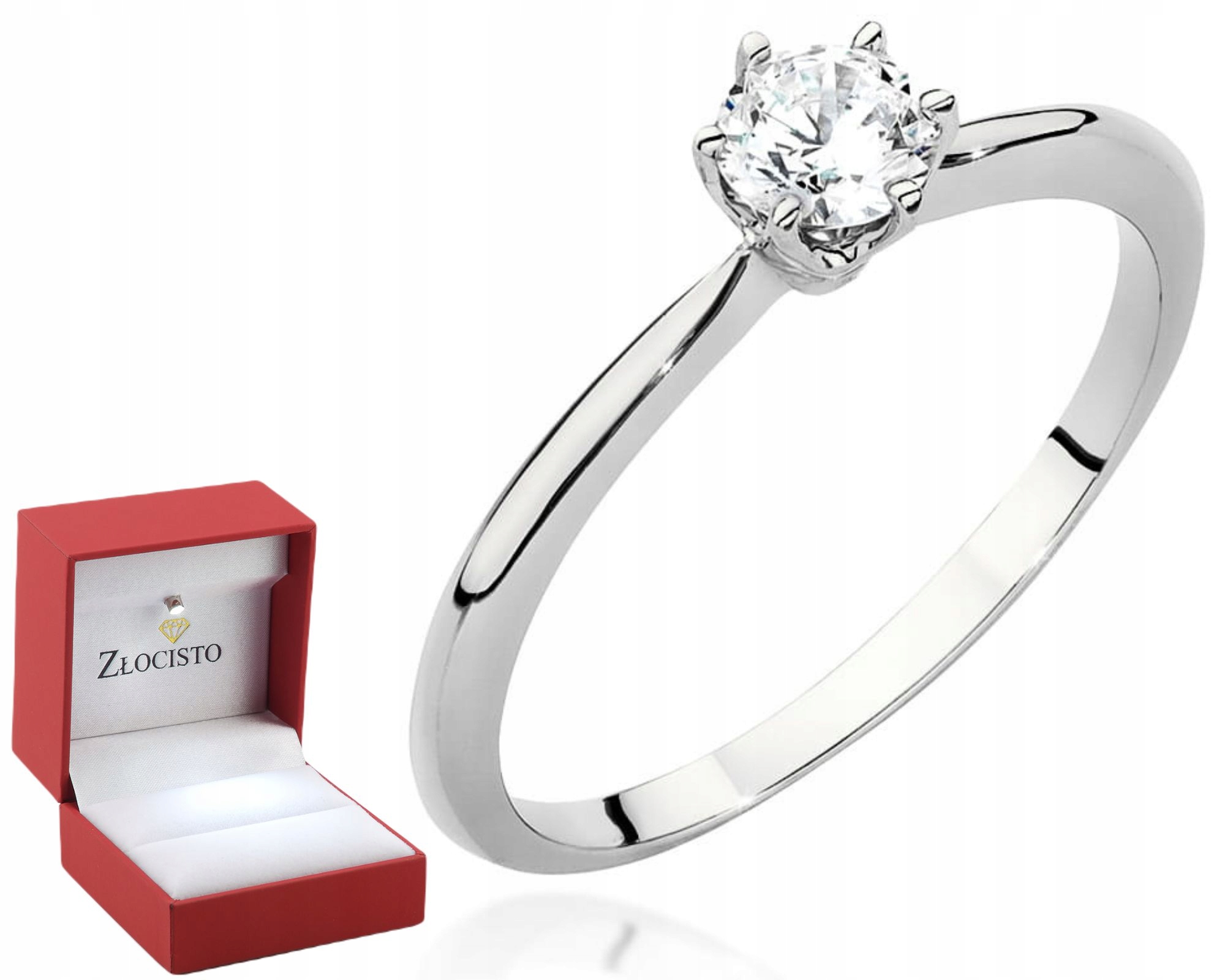 Bílý Zlatý Prstýnek S Briliantem Gravírování 585 Bonus Dárek