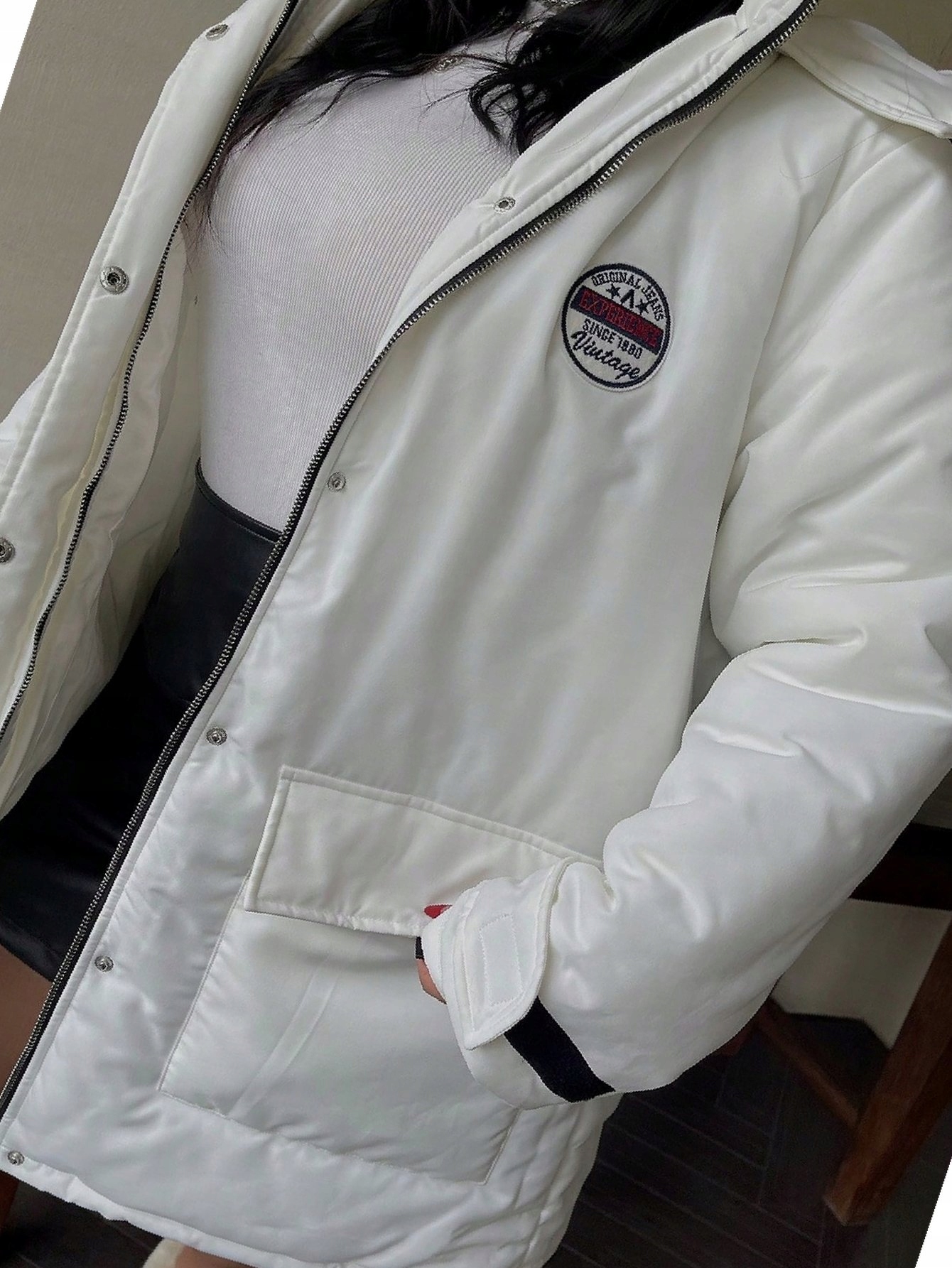 Voděodolná péřová bunda S Kapucí Bílá Termální Zimní 4XL 48