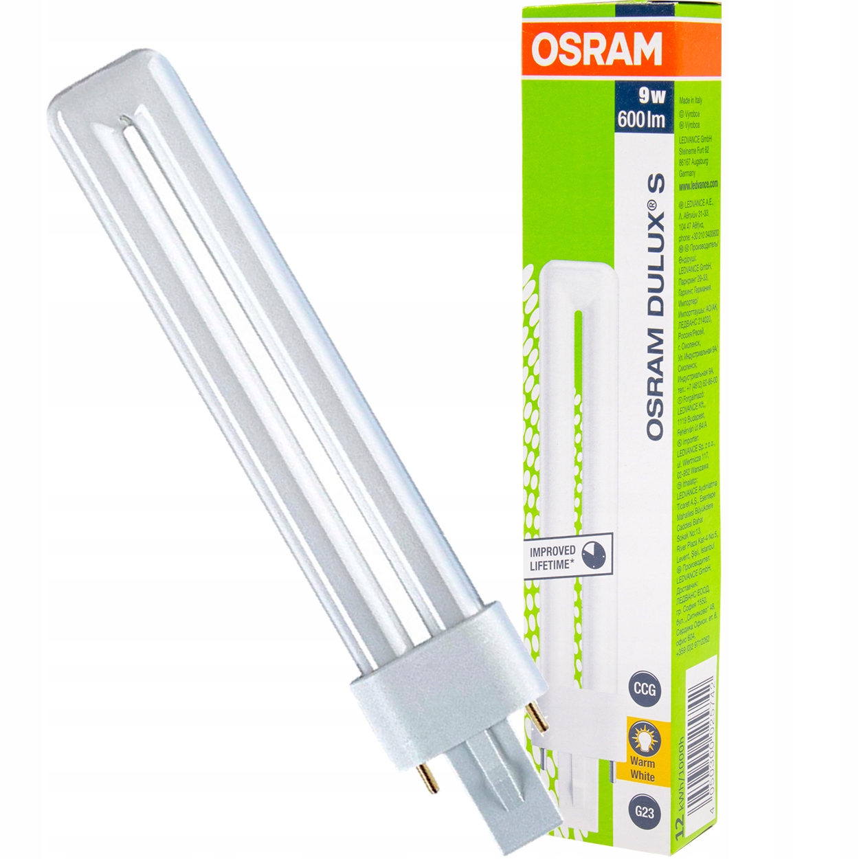 

Świetlówka G23 Dulux S 9W 600lm 3000K Ciepła Osram