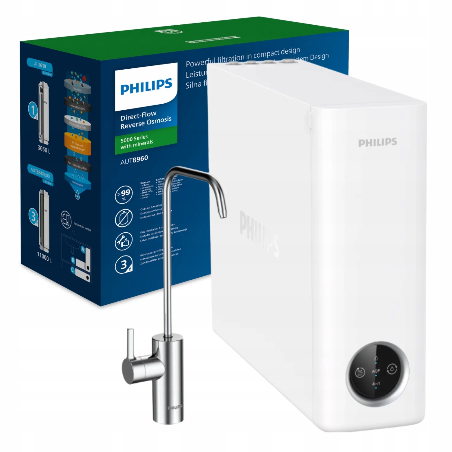 Filter na vodu Philips AUT8960/10 reverzná osmóza 1,6L/min 600GPD