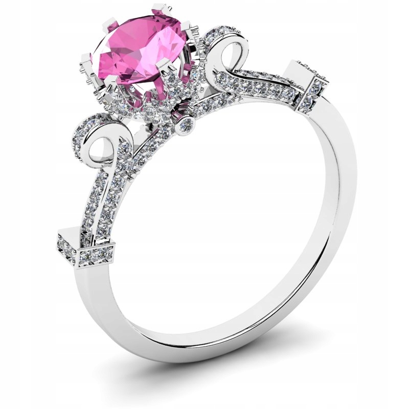 

Pierścionek Z Białego Złota Z Różową Cyrkonią