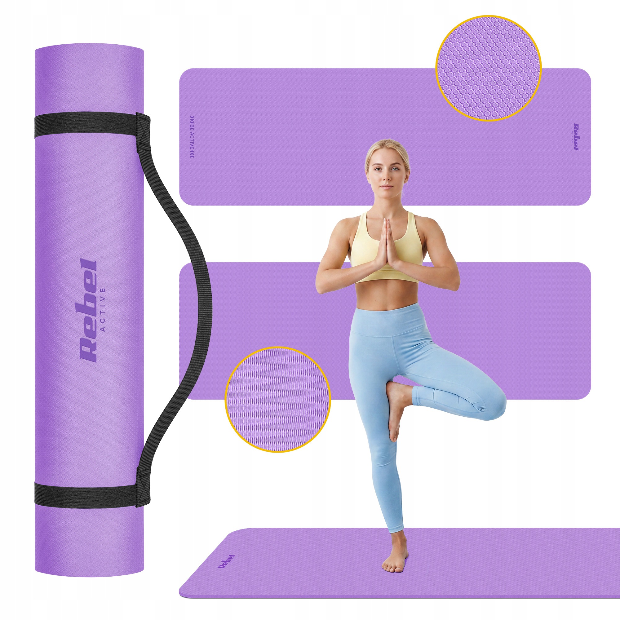 Gymnastická podložka na cvičení jógy pilates fitness 183x61 cm silná 1 cm Tpe