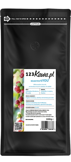 Kawa Ziarnista 100% Arabica Kolumbia Honduras Roasted4You 1000g arabika