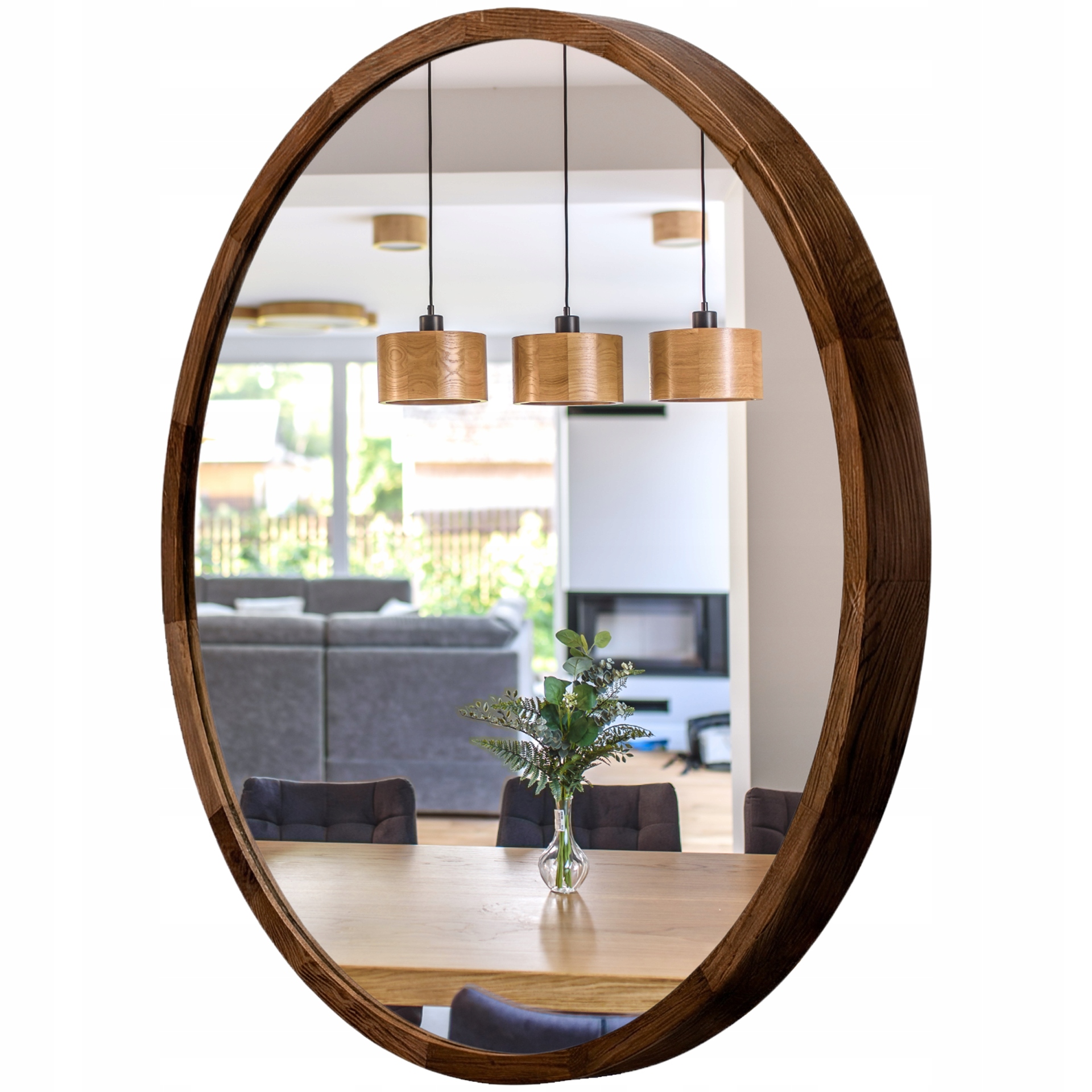 Kúpeľňové nástenné zrkadlo Leja okrúhle fi700 Tmavý Dub drevené Stylové