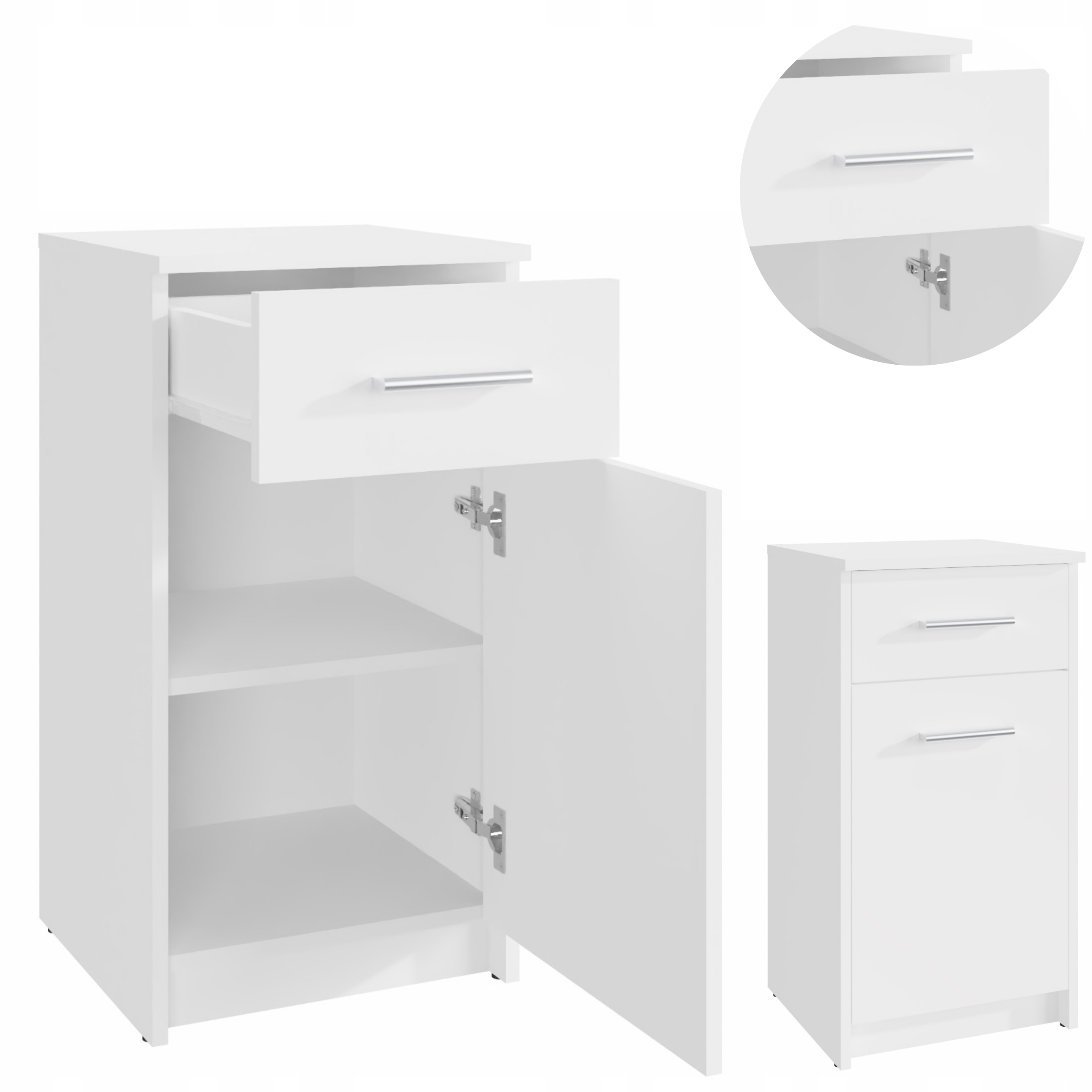 Komoda Bodo 1D1S Biela 40 cm malá skrinka, zásuvka na oblečenie, regál, hračky