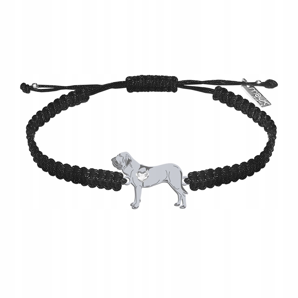 Stříbrný náramek s brazilským mastifem 925 Makramé Dárek Žena Gravírování