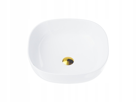 Štvorcová Umývadlo Corsan Mono UC9995GL 42x42cm Zlatá Zátka, Na Dosku