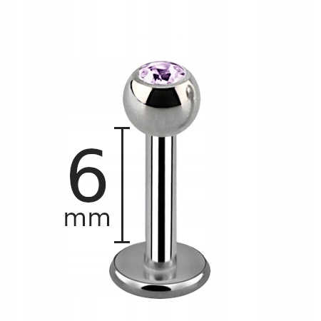 

Labret Z Lawendową Cyrkonią Stal 316L 1,2/6/4 mm