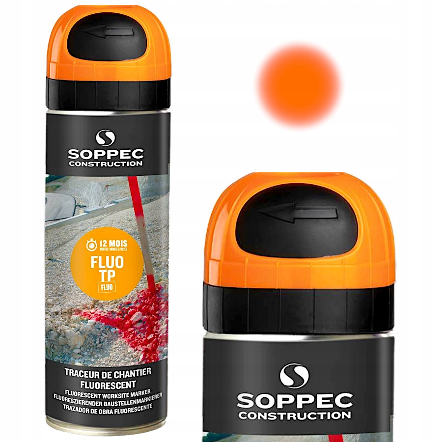 FARBA GEODEZYJNA SPRAY SOPPEC FLUO T.P. 1szt 500ml DO ZNAKOWANIA