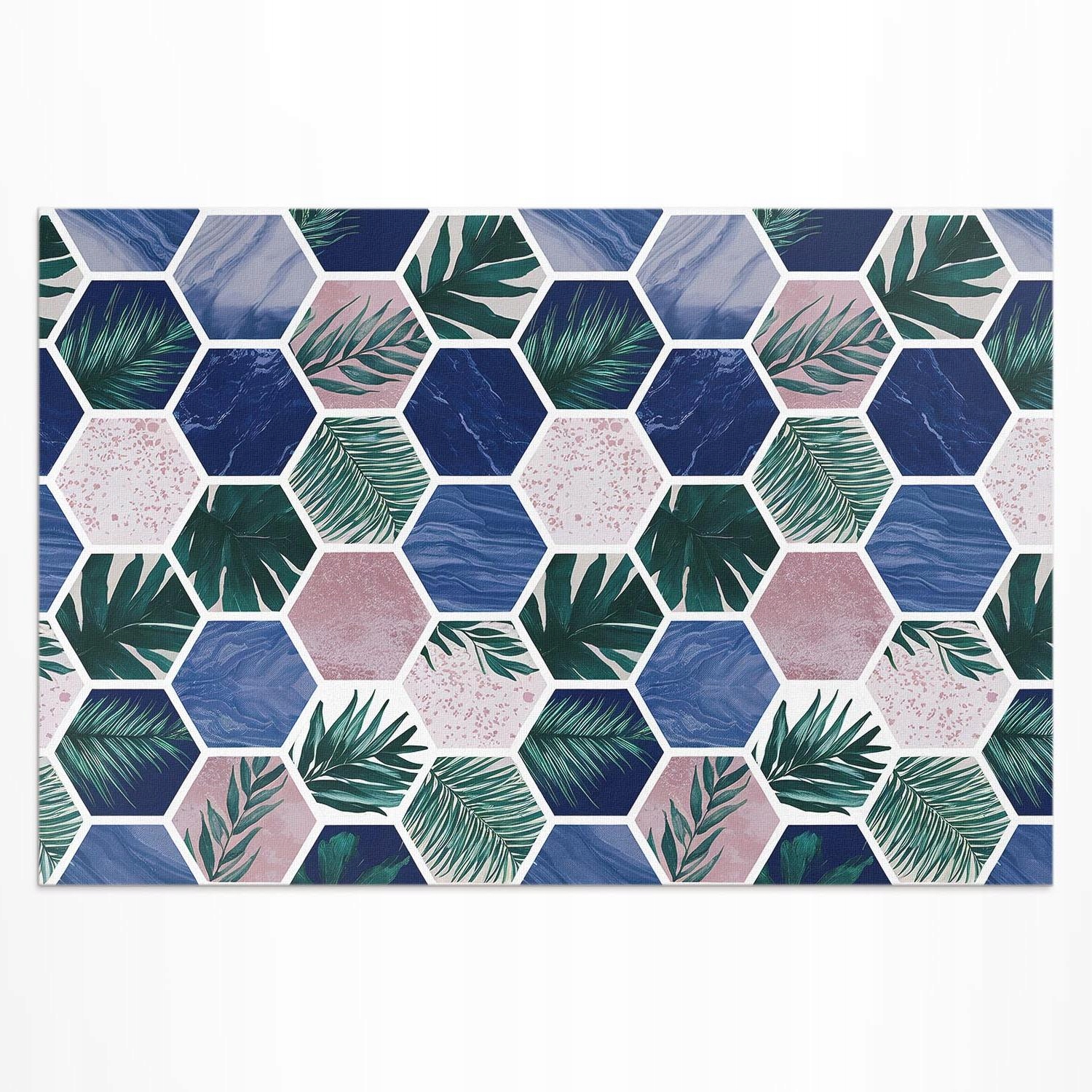 Vinylový koberec Patio Dlaždice hexagonov s rastlinným a kamenným motívom 80 x 120 cm