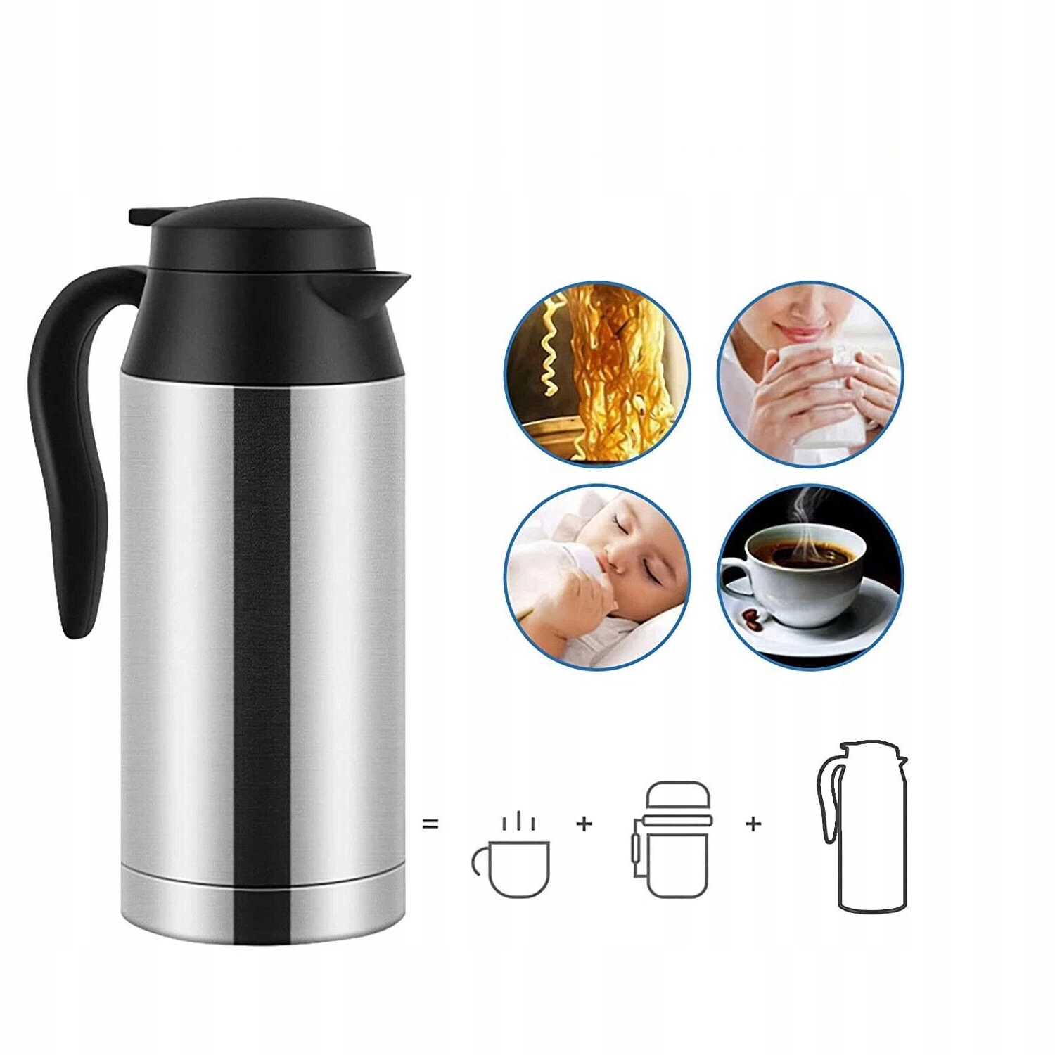 Přenosná Konvice 12 V 750 ML S Protiskluzovou Rukojetí Pro Cestování