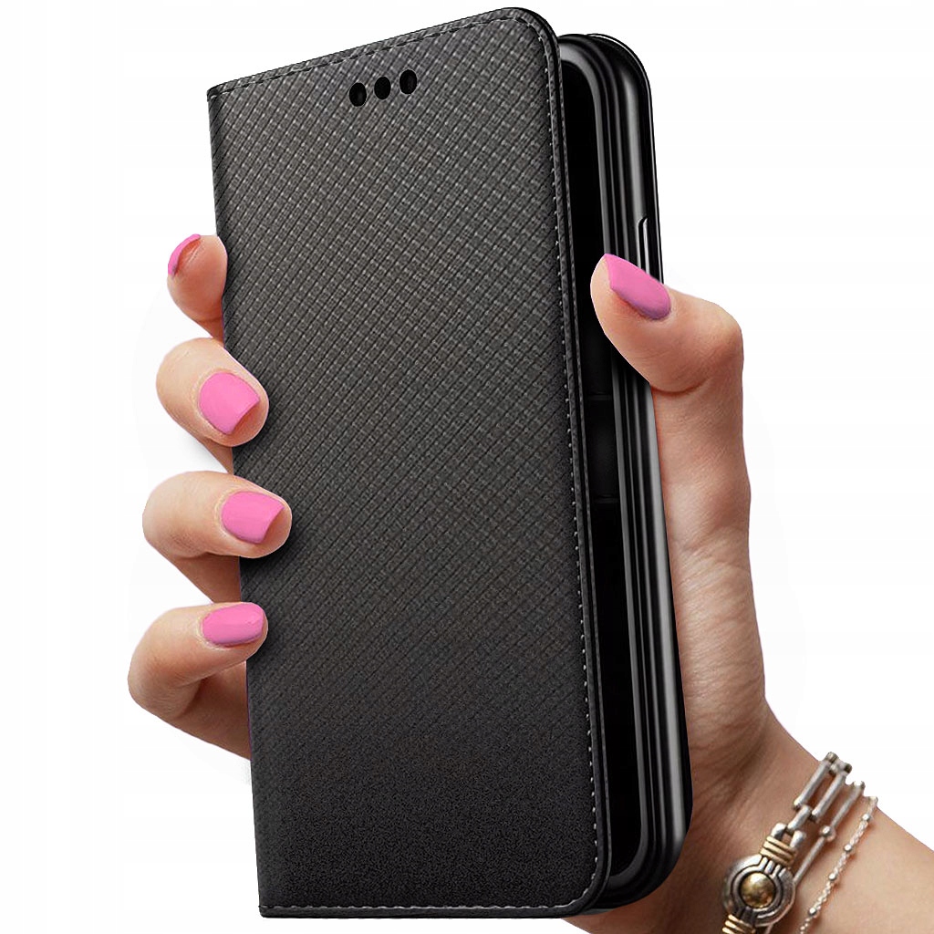 ETUI Z KLAPKĄ DO OPPO A17 ZAMYKANE MAGNETYCZNE ELEGANCKIE JAKOŚĆ Kolor czarny