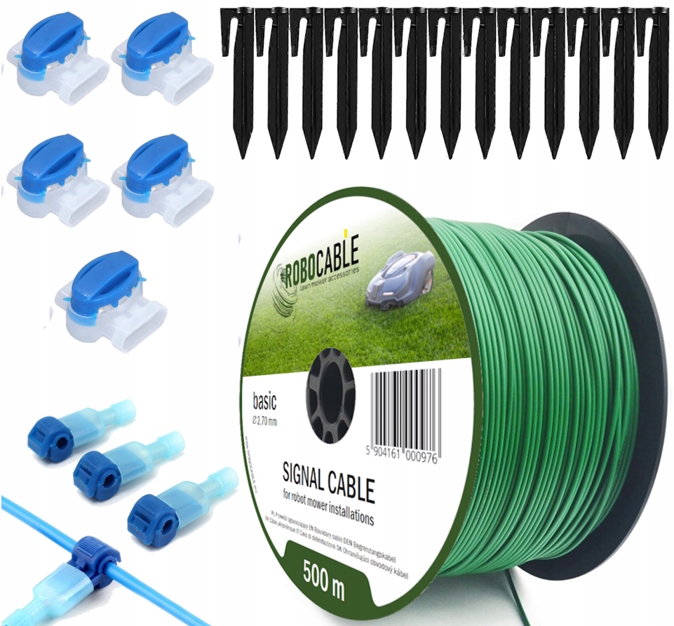 Kabel pro omezení robotické sekačky Sada 500 m Robocable kolíky
