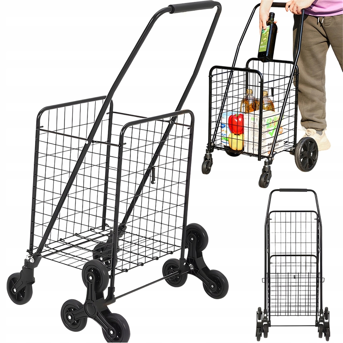 s ergonomickou rukojetí z uhlíkové oceli pro domácnost i kancelář Skládací vozík