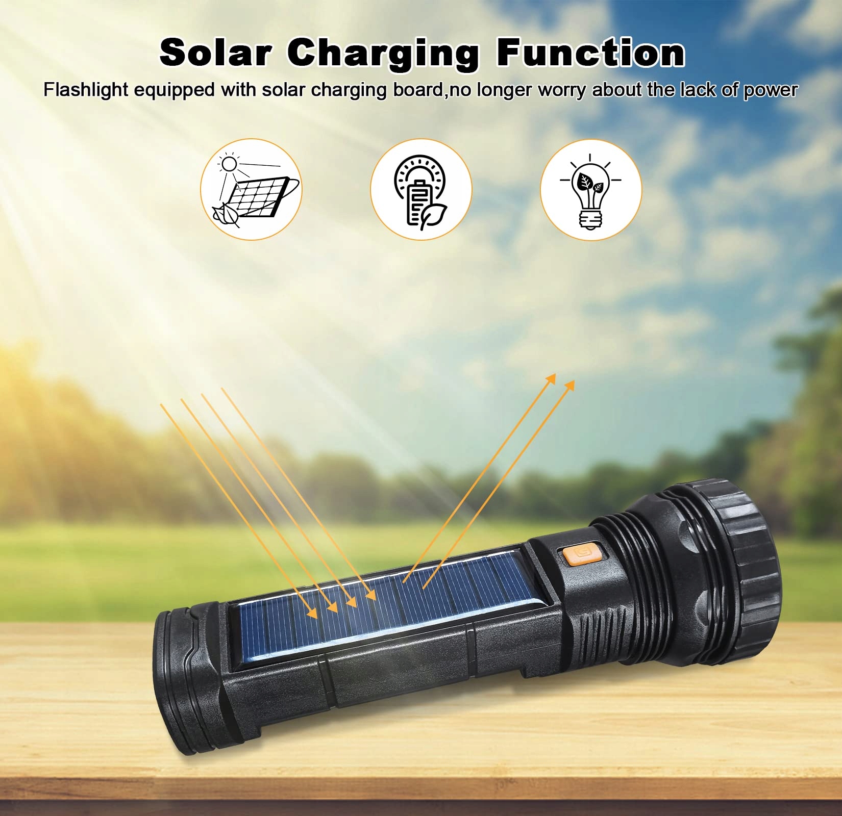 SOLAR LAMPY LED USB ŁADOWALNE SOLARNE POWERBANKI LATARKI 3 TRYBY — miniatura 2