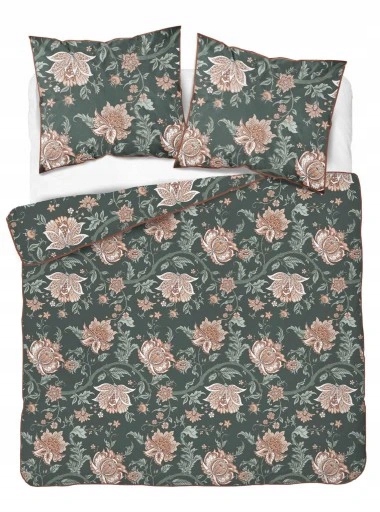 Pościel bawełniana z perkalu z lamówką 160x200 Lame Percale Perkal Kwiaty