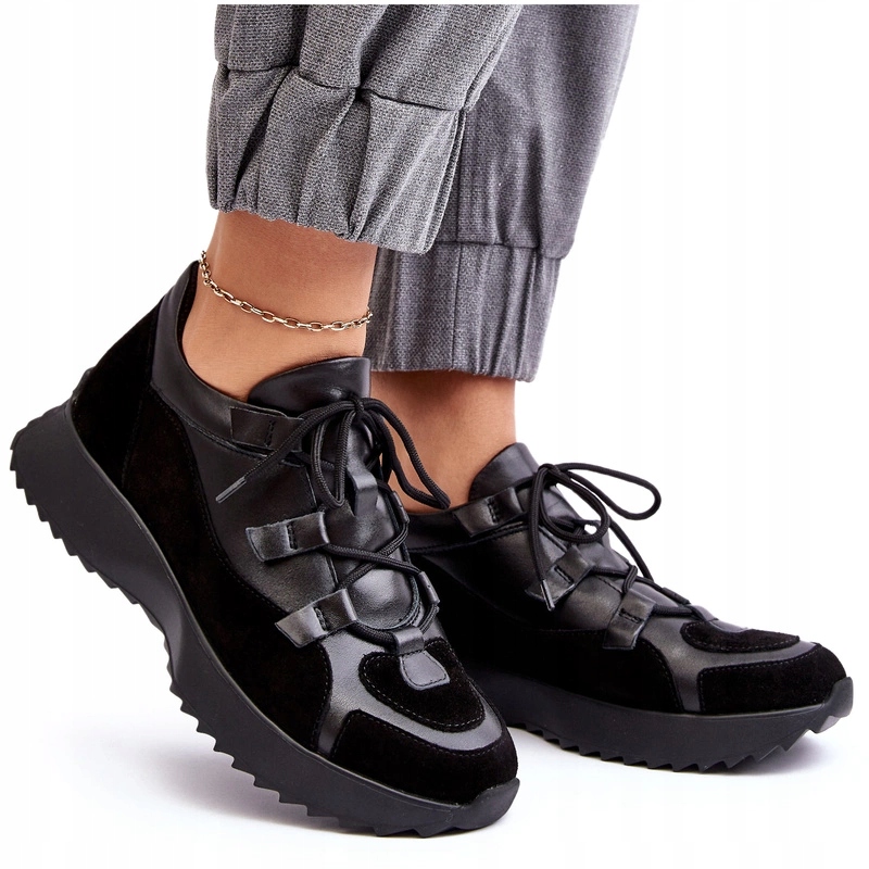 Dámské Kožené Sportovní Boty Zazoo M01/2 Černé 40