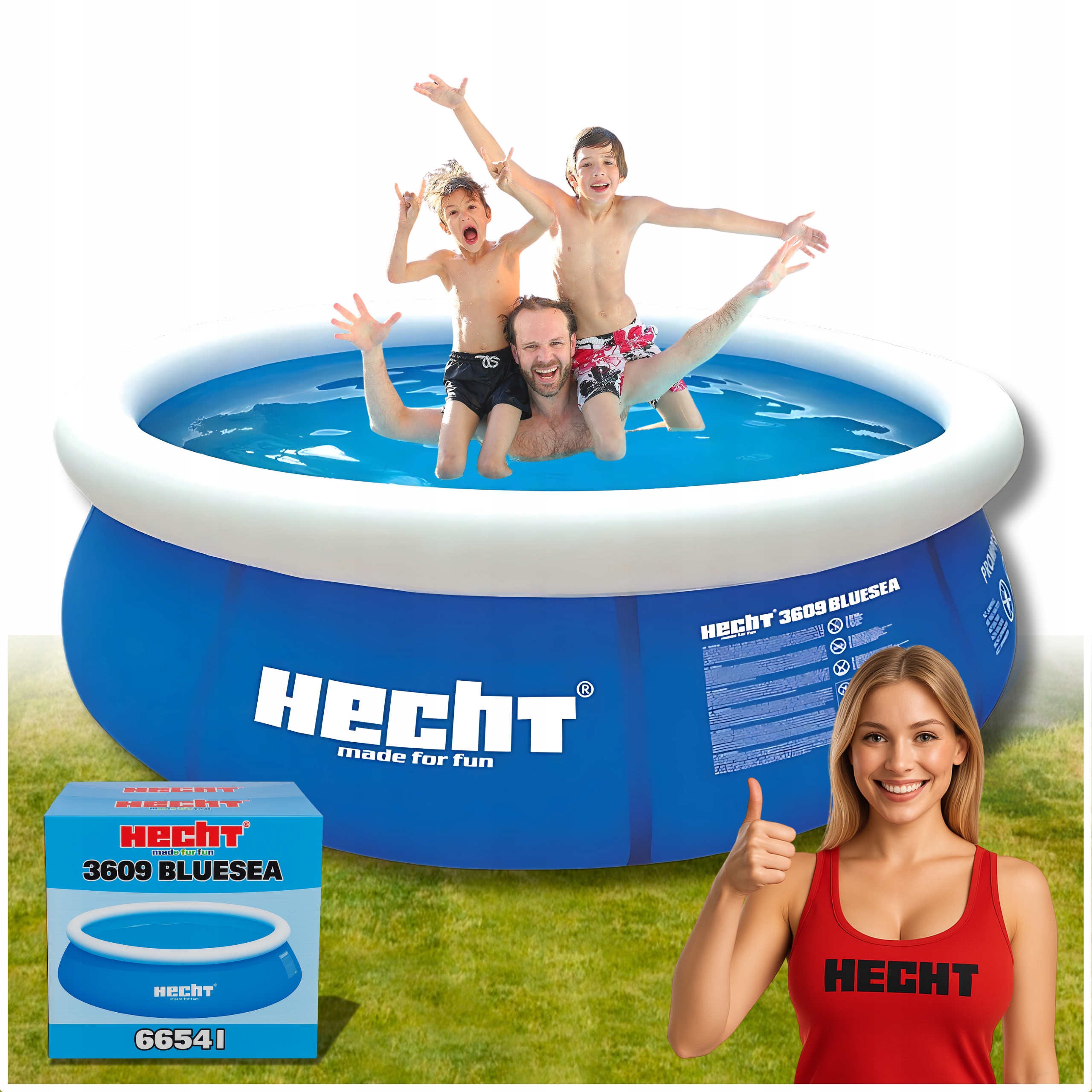 Basen Ogrodowy 3 Warstwy Materiału Rozporowy Hecht 3609 360X90CM