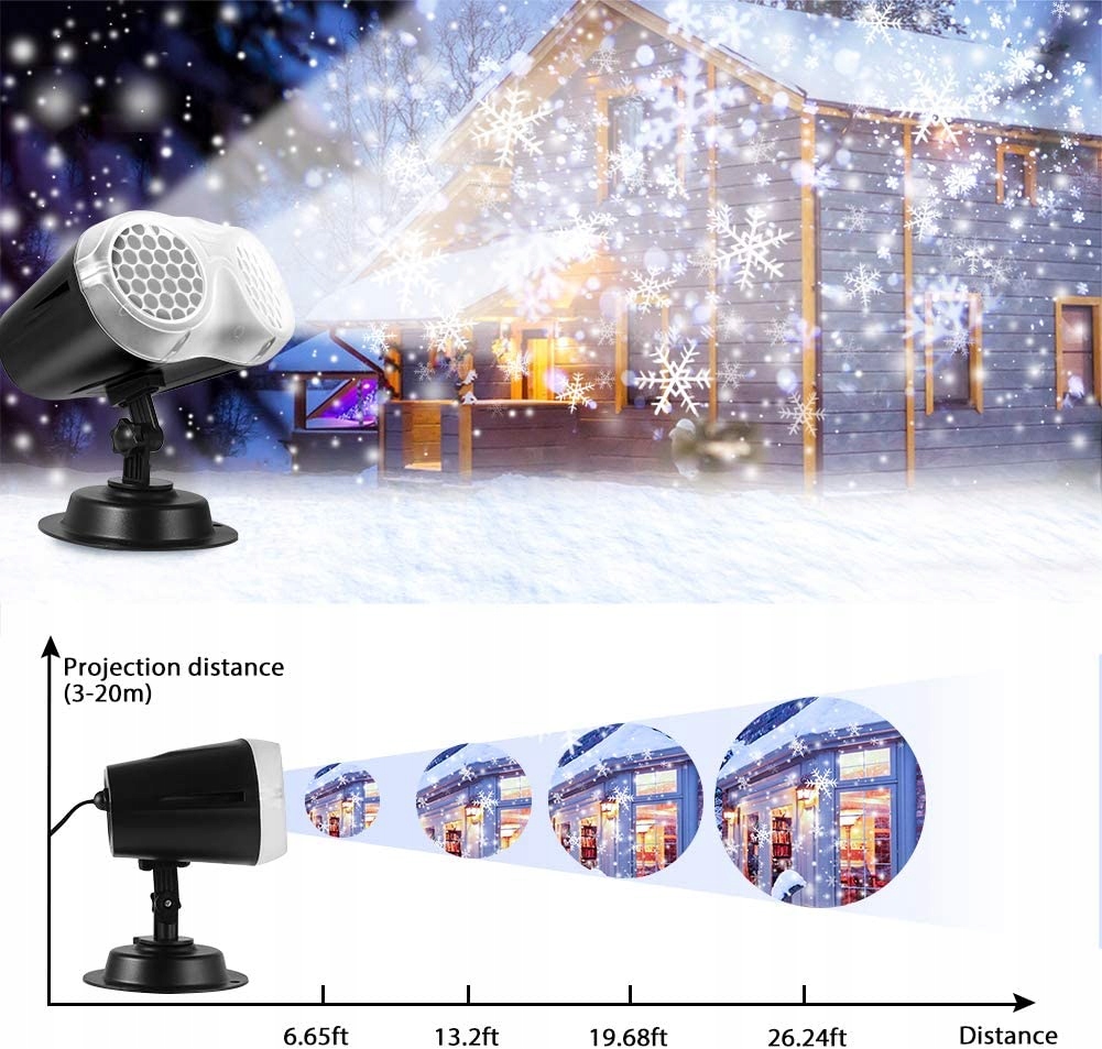 PROJEKTOR LED Z MOTYWEM PŁATKA ŚNIEGU OŚWIETLENIE Marka inna