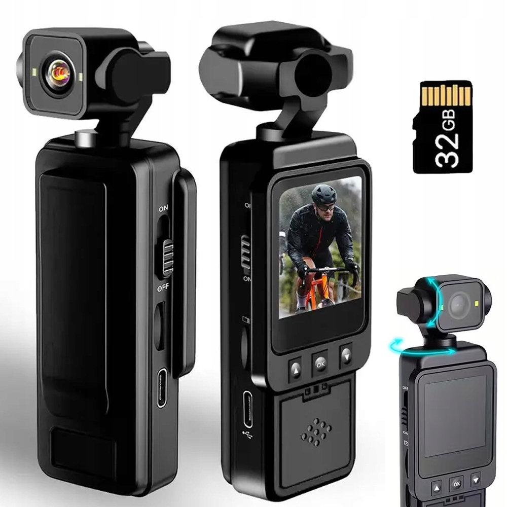 kamera sportowa obrotem o 360 1080P Fhd 32 Gb przenośna kamera Do Vlogów