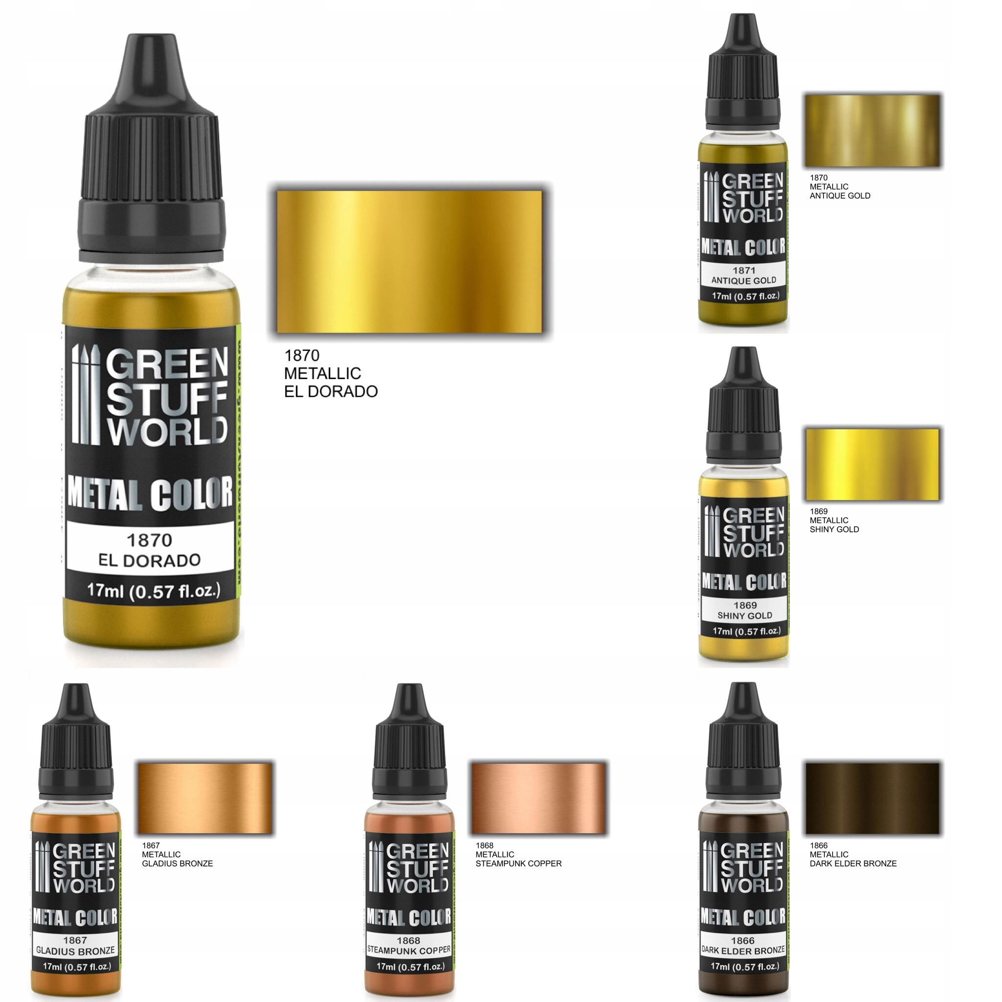 Sada barev Green Stuff World Metallic Paint Gold