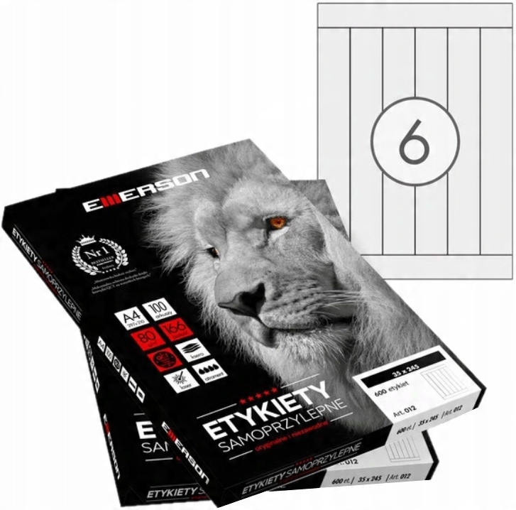 

Etykiety samoprzylepne A4 Emerson 100 ark 245x35