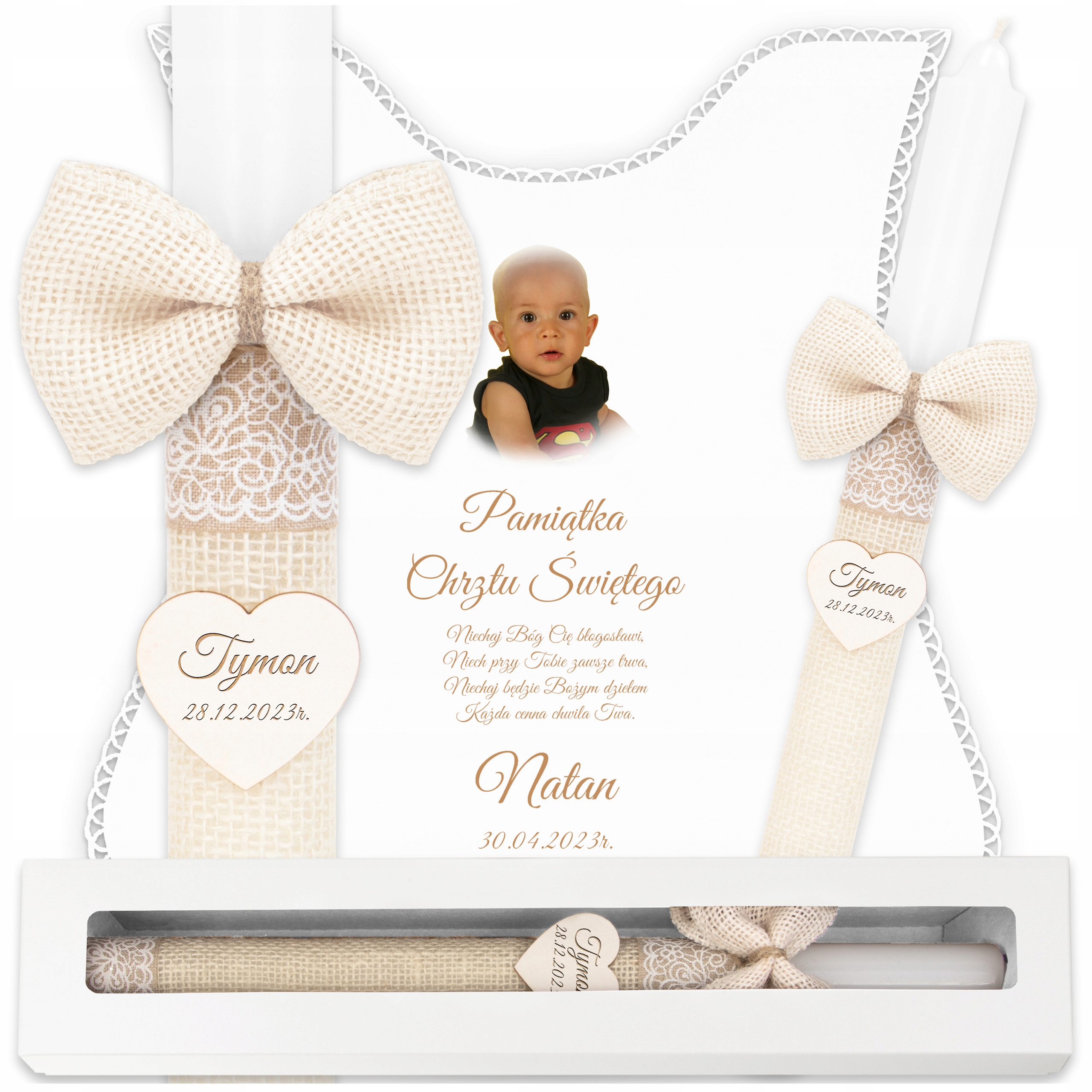 

Szatka Do Chrztu Świeca Na Chrzest Zdjęcie Pudełko