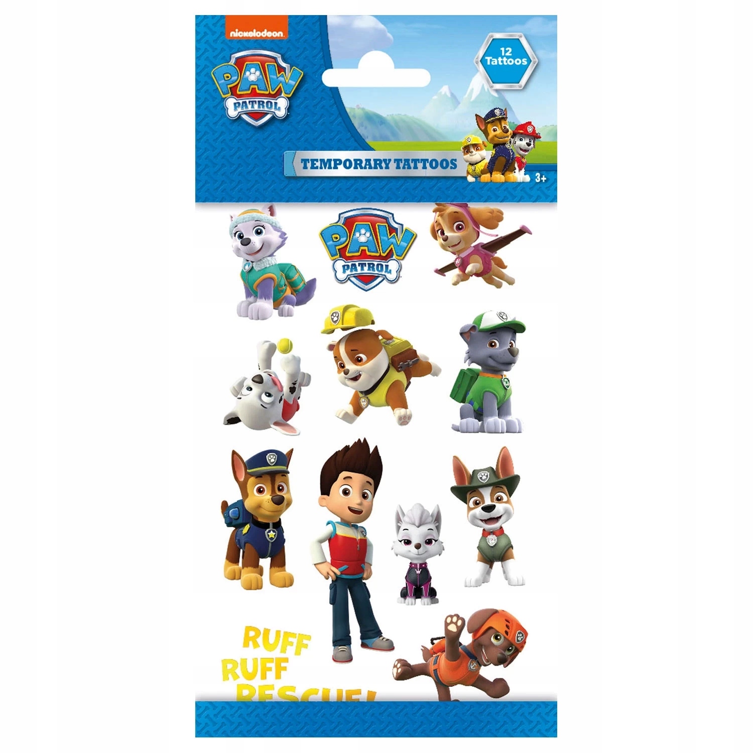 

Tatuaże Zmywalne Psi Patrol Chase Rubble 12szt
