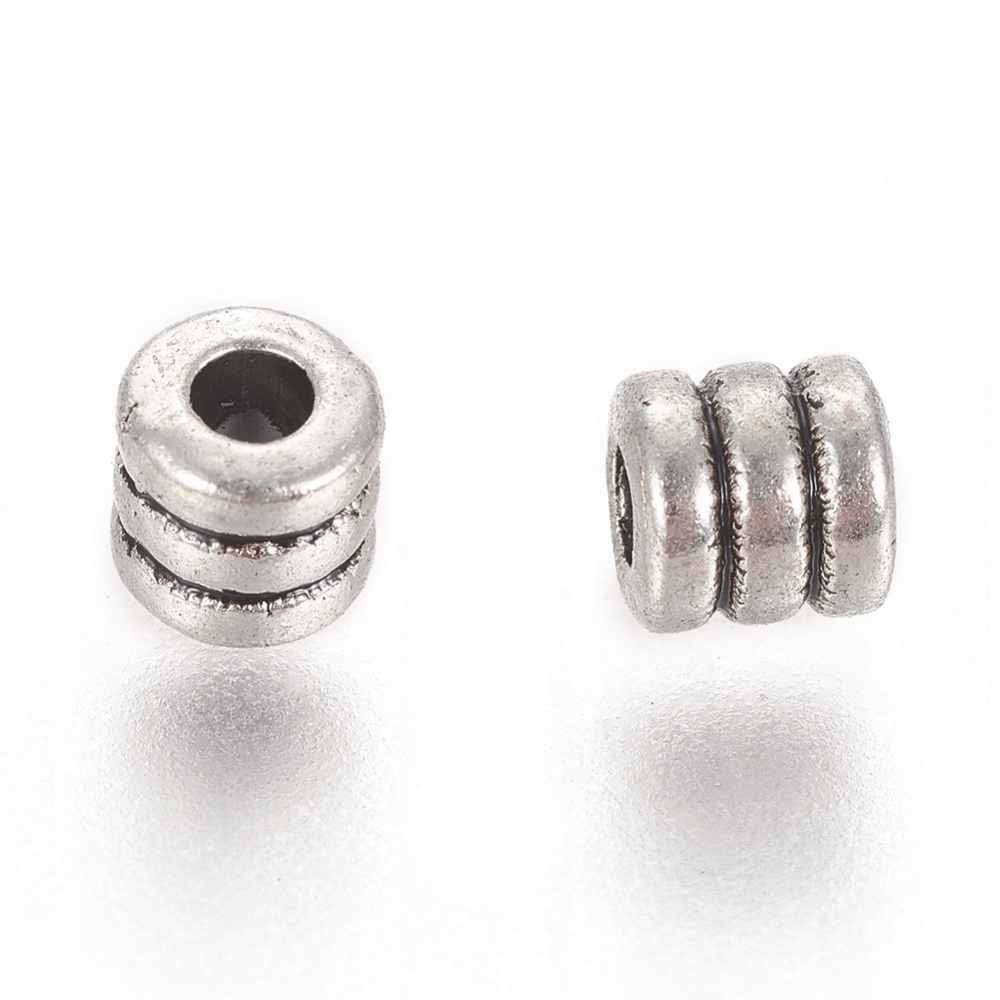 Tibetan Przekładki Srebrne Baryłki 4x4mm 50szt