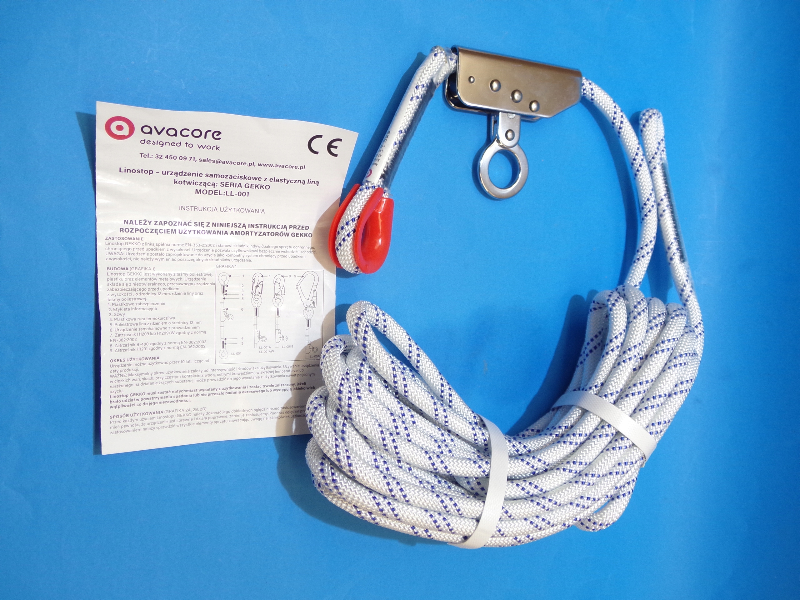 LINA BEZPIECZEŃSTWA ASEKURACYJNA LINOSTOP Z LINĄ KOTWICZĄCĄ 10m GRUBA 12mm Waga produktu z opakowaniem jednostkowym 3 kg