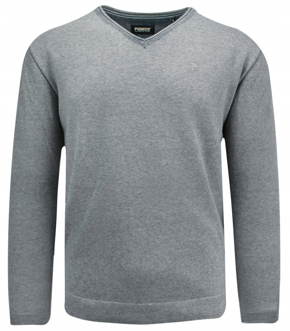 Bavlněný pánský svetr Pioneer popelavý XXL