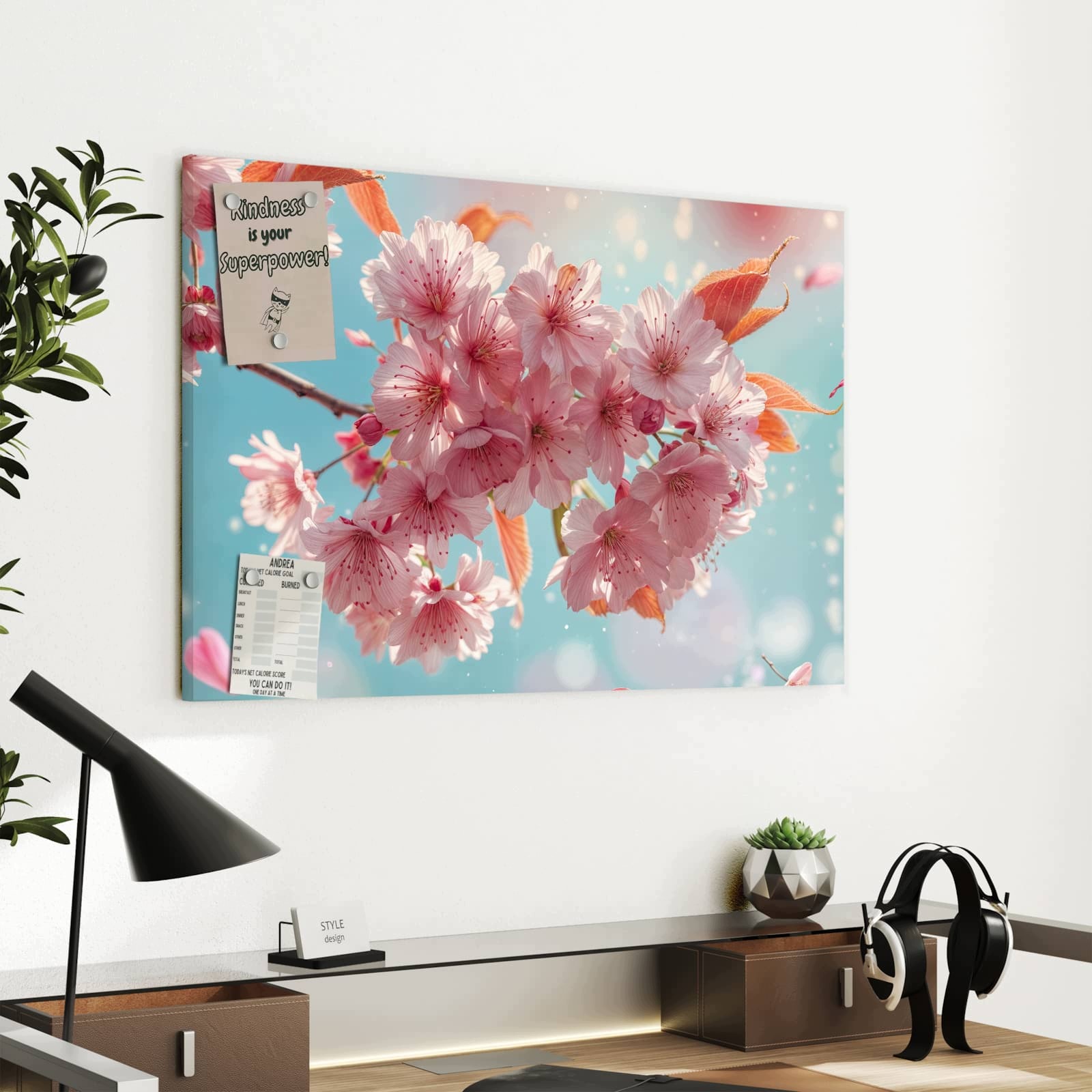 Magnetická tabule Květina třešní Obloha 60 × 40 cm
