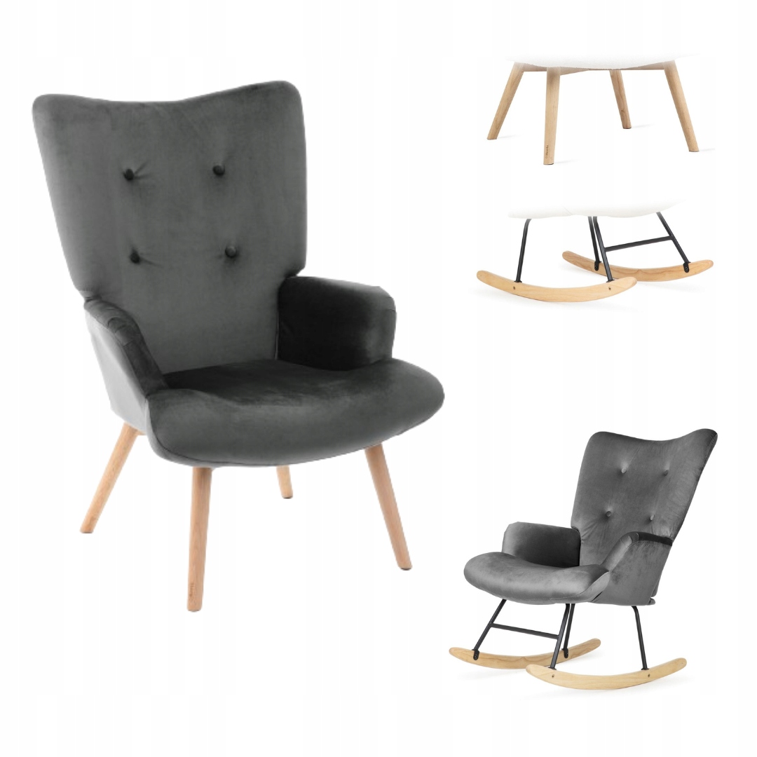 Křeslo ušák Moss Plus klasické houpací 2v1 velurové vyměnitelné nohy Homla