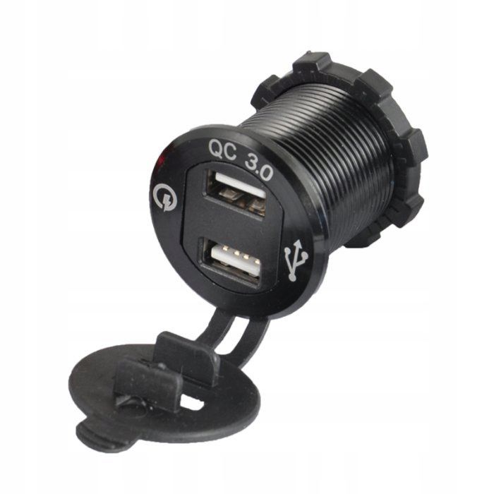 ŁADOWARKA SAMOCHODOWA DO AUTA DO ZABUDOWY USB QC 3.0 12V 24V WOLTOMIERZ