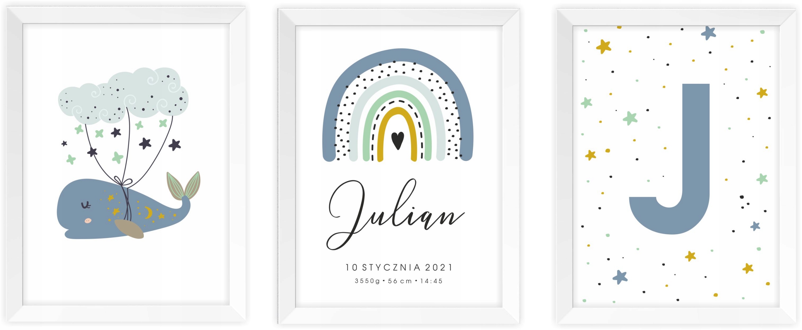 

Zestaw Trzech Plakatów A4 tęcza metryczka