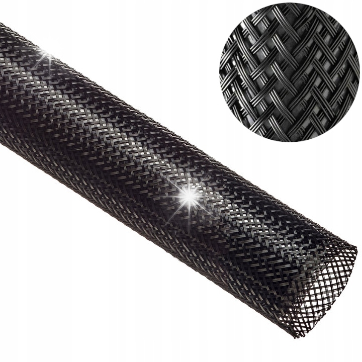 KOSZULKA OPLOT KABLOWY FLEXO PET CZARNY 32mm 76m