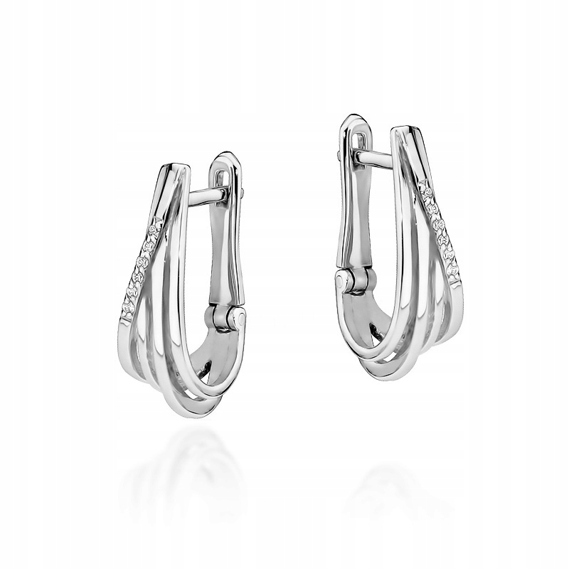 Elegantní náušnice z bílého zlata s diamanty ryzost 585 (14k) Dárek