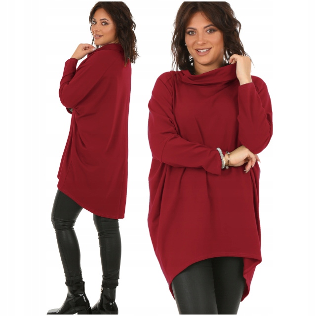 Мода фреска асимметричная туника кимоно водолазка