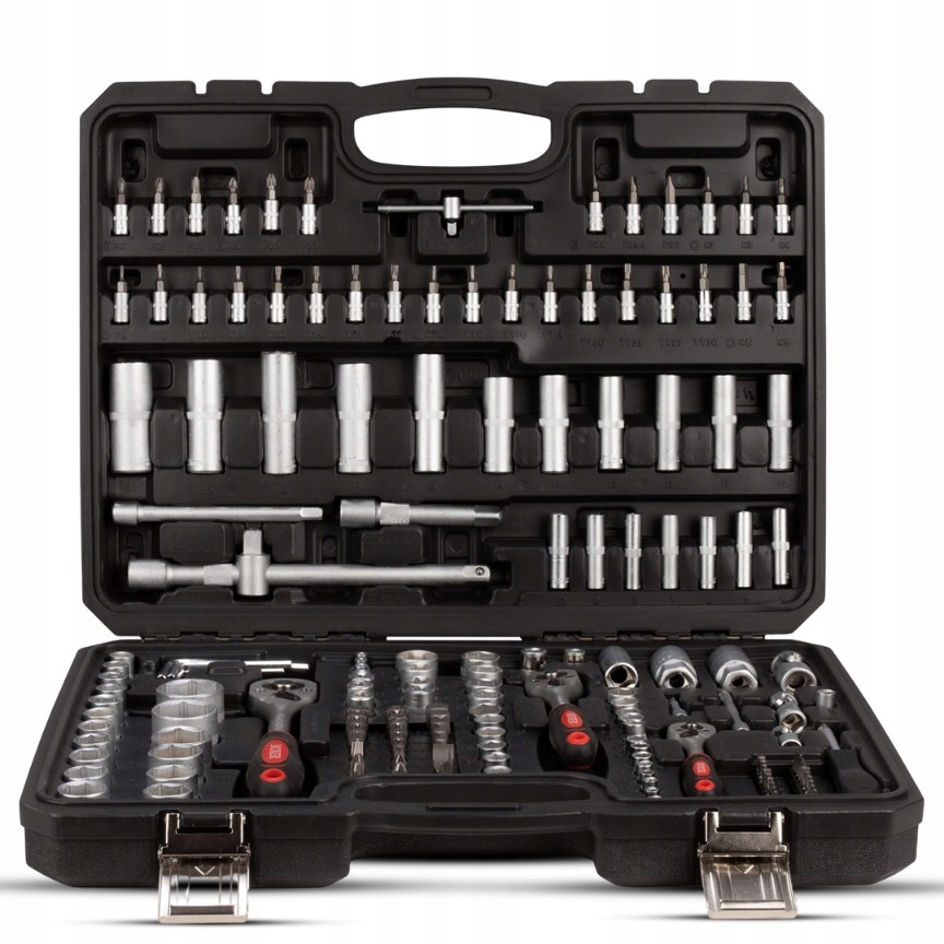 PROFESJONALNY ZESTAW KLUCZY NASADOWYCH MOCNEJ WALIZCE 172 ELEMENTÓW Stan opakowania oryginalne