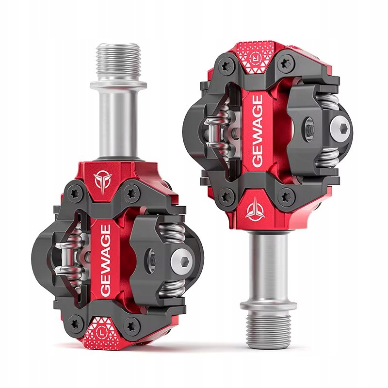 Pedały Rowerowe Zatrzaskowe Dwustronne Spd z Blokami Gewage GE-152 czerwone