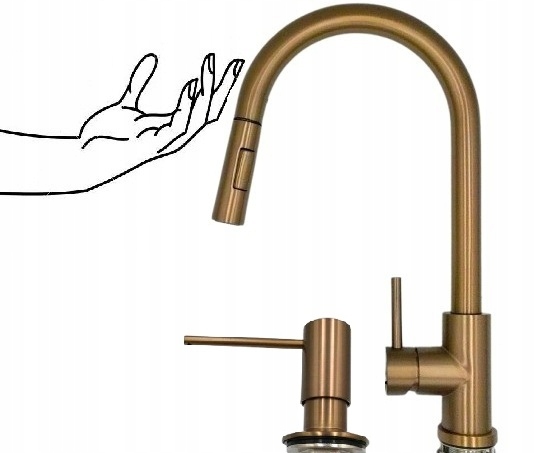 Kuchynská batéria Medená dotyková oceľová Ww výtoková Premium dávkovač