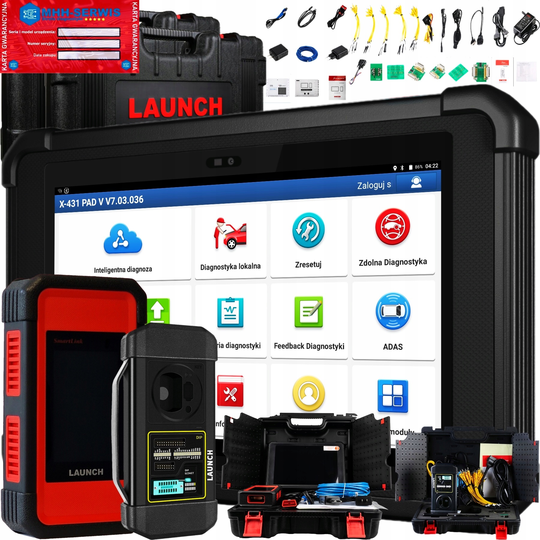 LAUNCH X431 PAD V SMARTLINK XPROG 3 KLUCZYKI IMMO