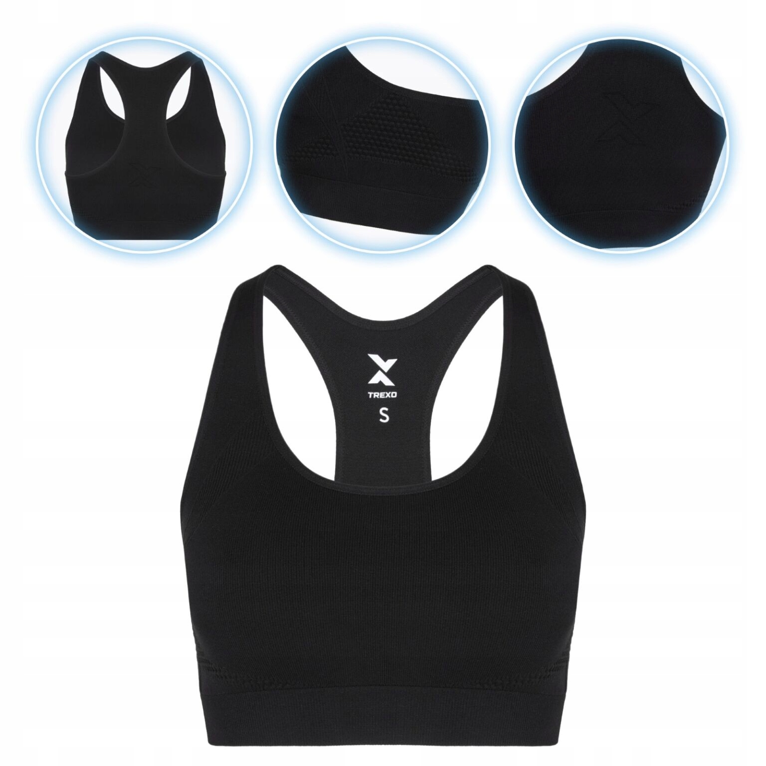 Biustonosz stanik TRENINGOWY SPORTOWY Trexo BEZSZWOWY TOP ELASTYCZNY
