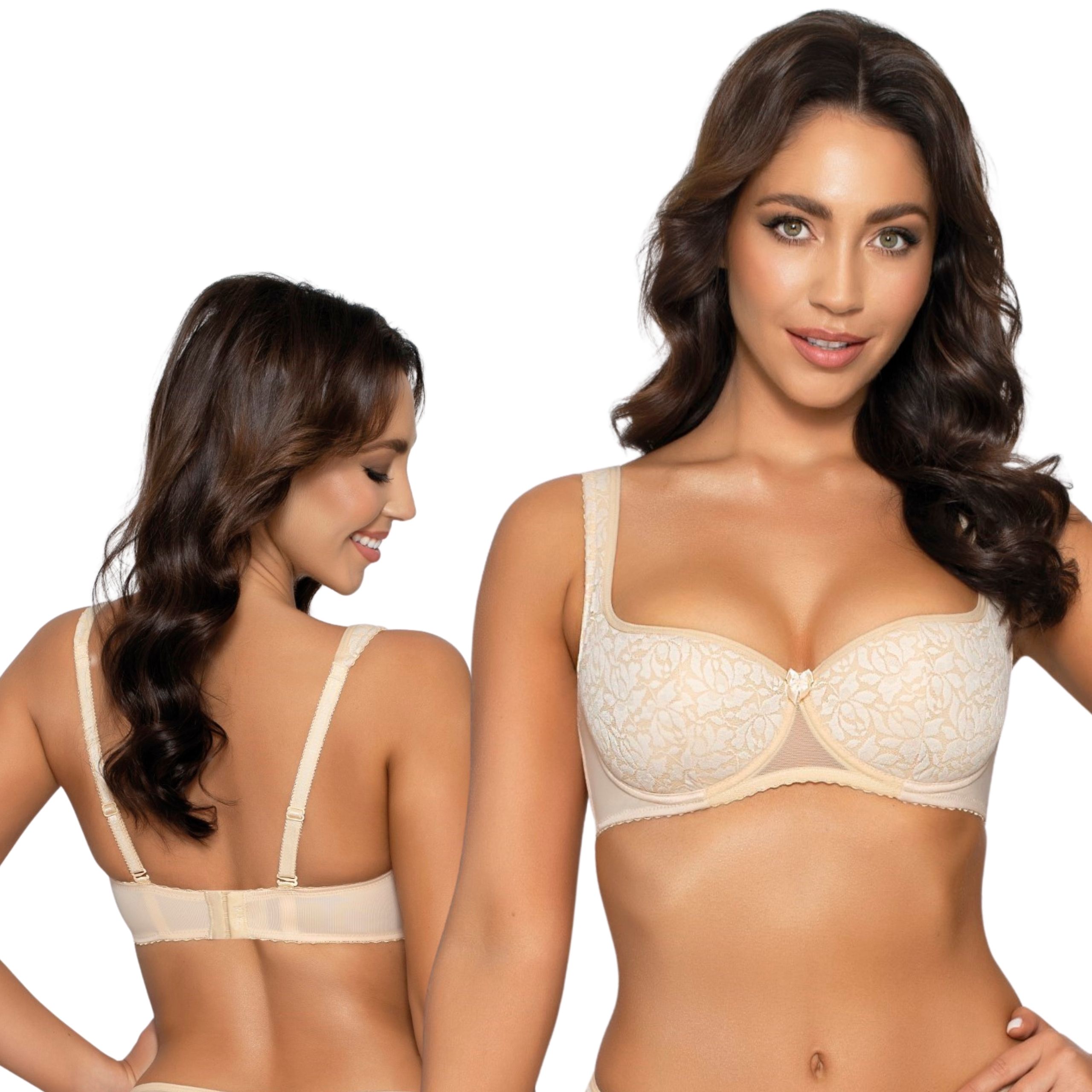 PariPari Sylvie béžová krajka béžová Podprsenka Push-up 80D