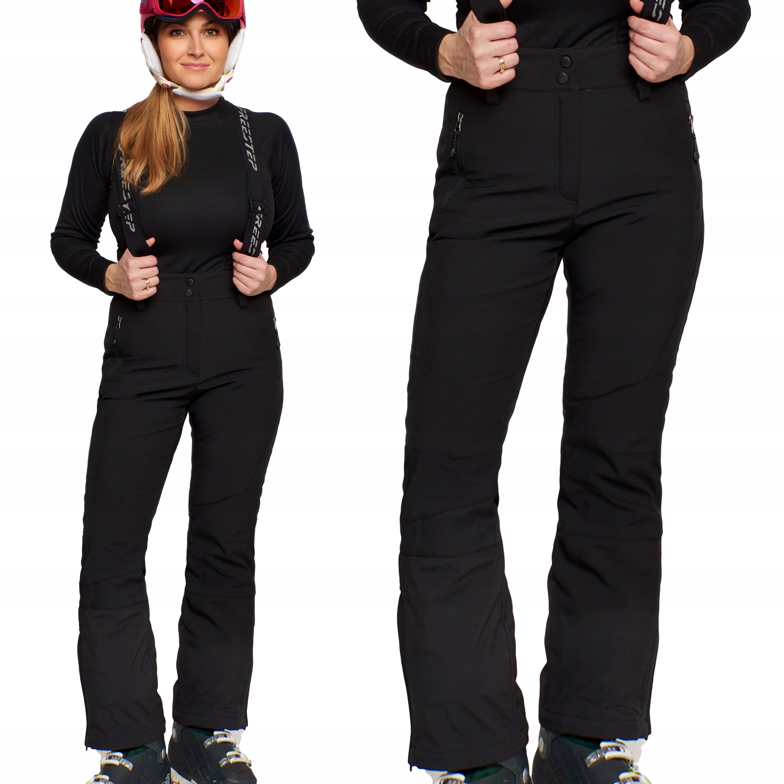 Damskie Spodnie Narciarskie Czarne membrana 5.000 z szelkami 702 M