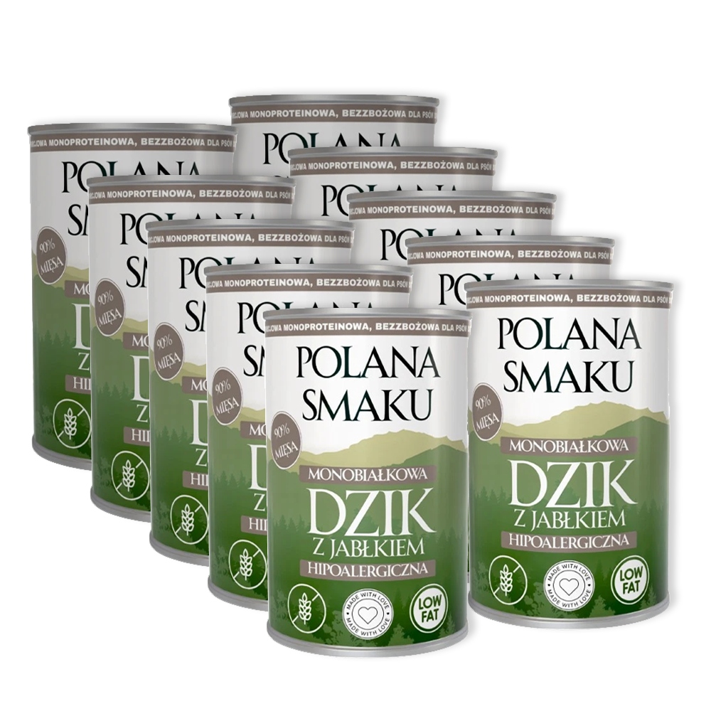 Levně Polana Smaku Divočák s jablky 10x400g Krmivo Vlhké monoproteinové pro psa